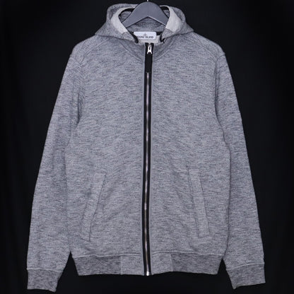 STONE ISLAND Logo Patch Zip Hoodie Gray Size M