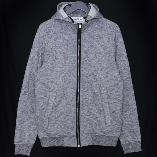 STONE ISLAND Logo Patch Zip Hoodie Gray Size M