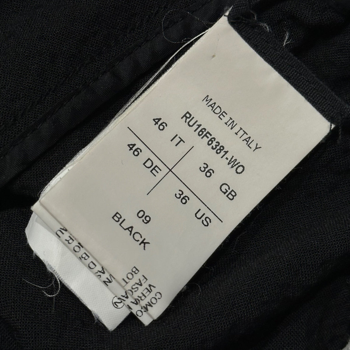 Rick Owens 16AW Drawstring Cropped Pants Black Size 46