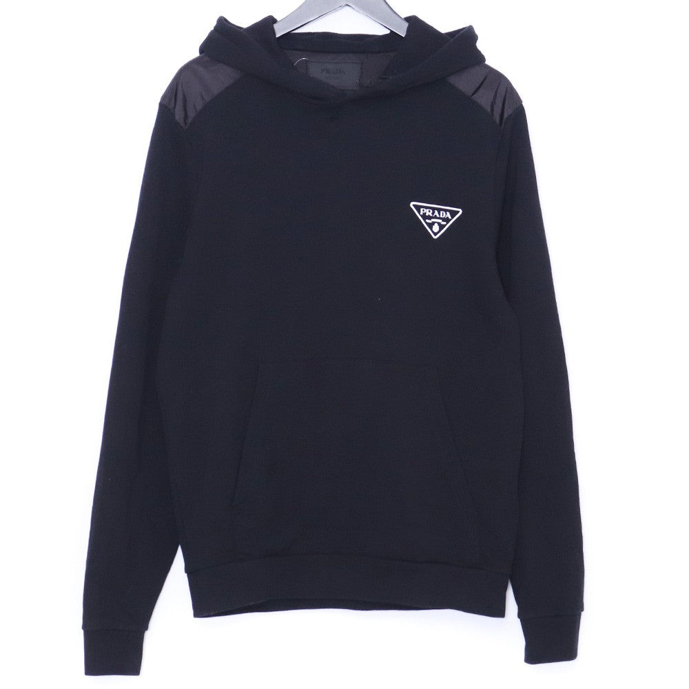 Prada Cotton Triangle Logo Hoodie Black Size M