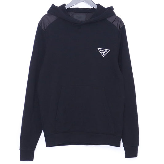 Prada Cotton Triangle Logo Hoodie Black Size M