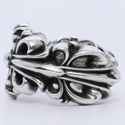CHROME HEARTS DBL FLRL CRS Double Ring Silver Size JP 27
