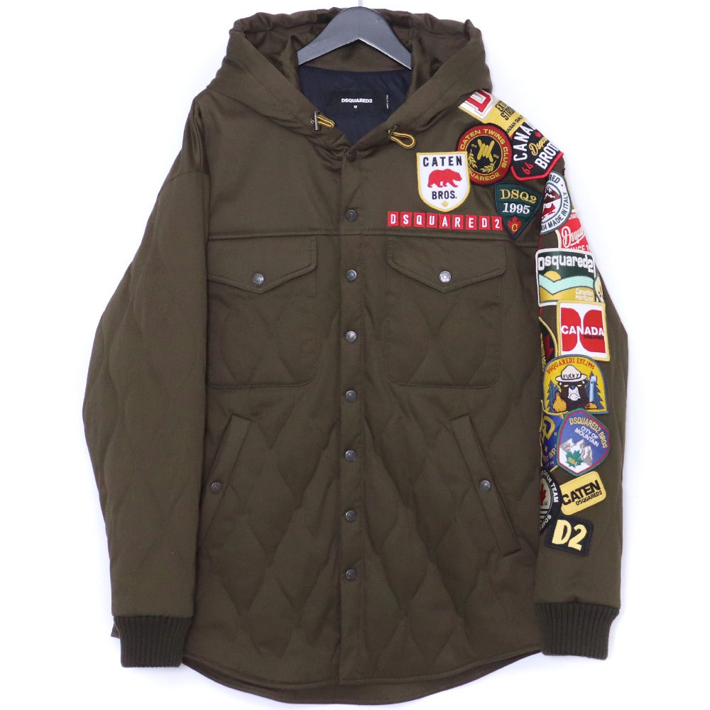 DSQUARED 23AW Multi Logo Patch Hooded Jacket Khaki Size M