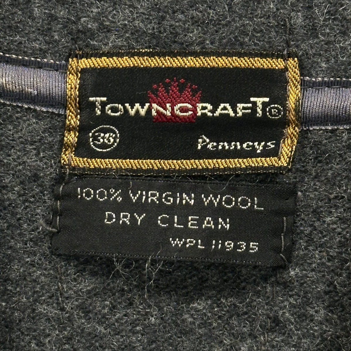 TOWNCRAFT 60's-70's Vintage Wool Cardigan Gray Size 36