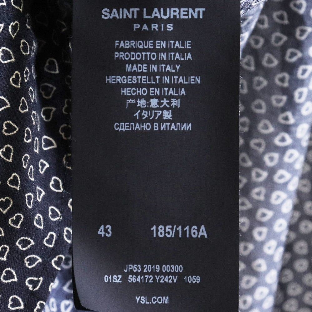 Saint Laurent Paris 19SS Black Heart Print Button-Up Size 43