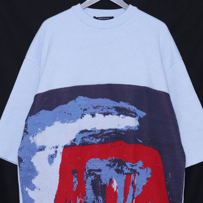 ALMOSTBLACK 24SS Fuji Jacquard Knit Blue Size 2
