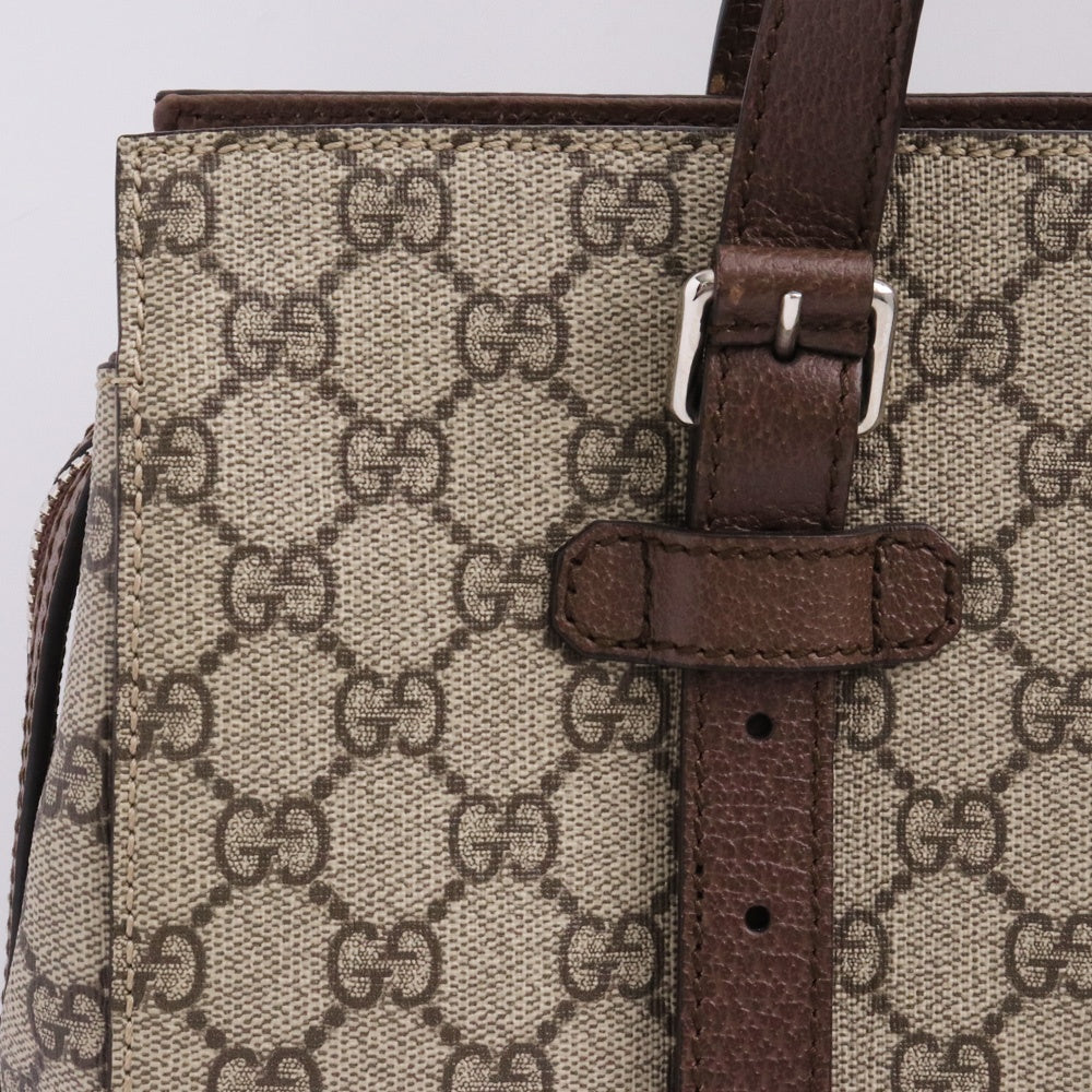 GUCCI GG Supreme Leather Tote Bag Beige Brown Size F