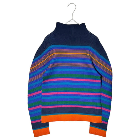 me ISSEY MIYAKE Pleated Striped High Pullover Top Size FREE