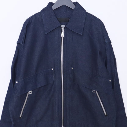 A.F ARTEFACT Denim Tuck Sleeves Jacket Indigo Size 2
