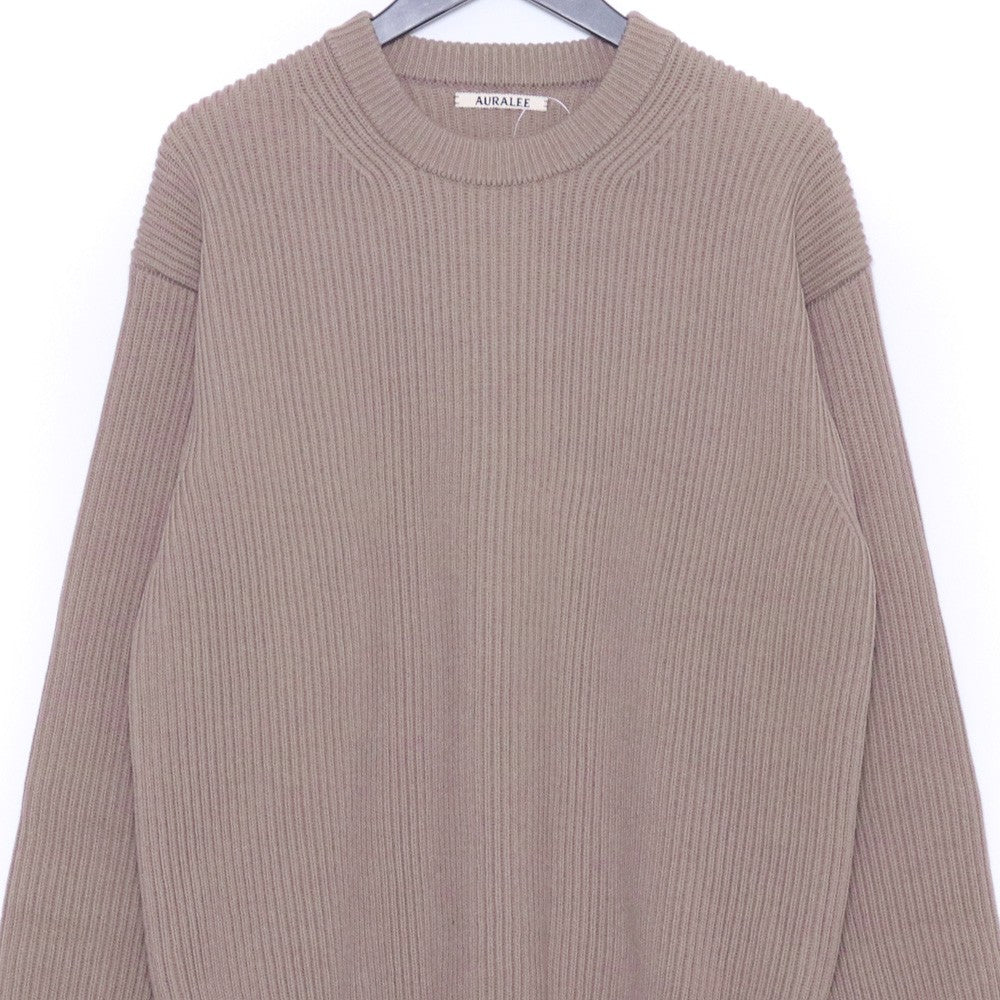 AURALEE 20AW Super Fine Wool Rib Knit Light Brown Size 4