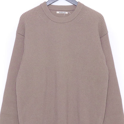 AURALEE 20AW Super Fine Wool Rib Knit Light Brown Size 4