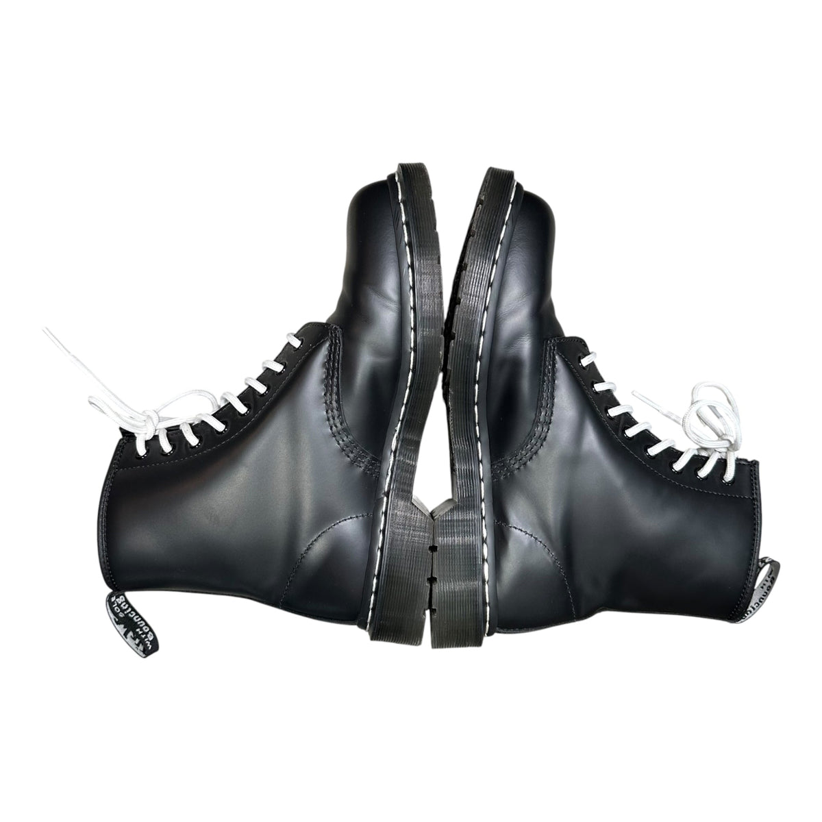 DR.MARTENS 1460 White Stitch 8 Eye Boots Black Size 27cm