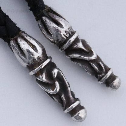CHROME HEARTS Scroll Leather Braid Necklace Black Size F