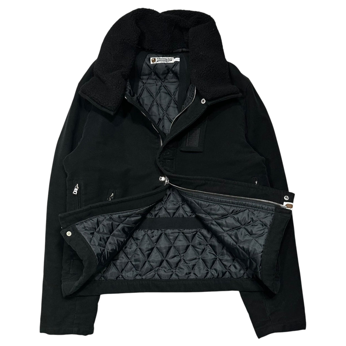 Bape A BATHING APE Shearling Collar Flight Jacket Size L
