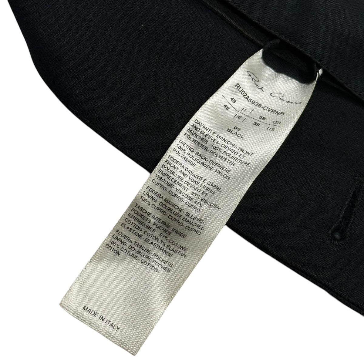 Rick Owens 21AW JUMBO TATLIN COAT Black Size 48