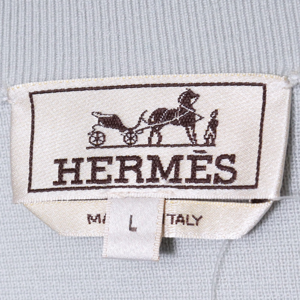HERMES H Cinetiq Wool Knit Blouson Jacket Gray Size L