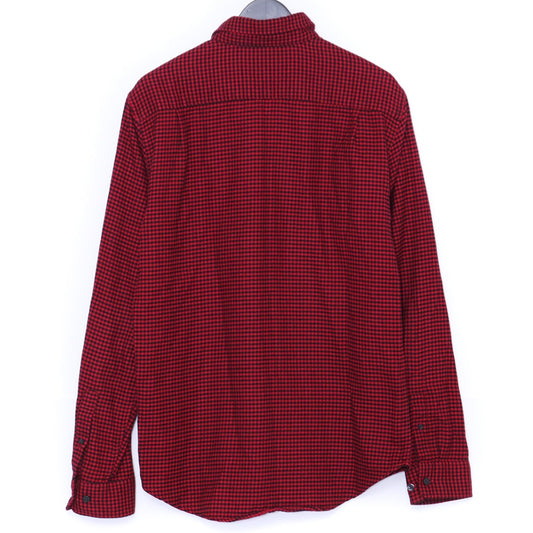 SUPREME Gingham Check Flannel Button-Up Shirt Red Size M