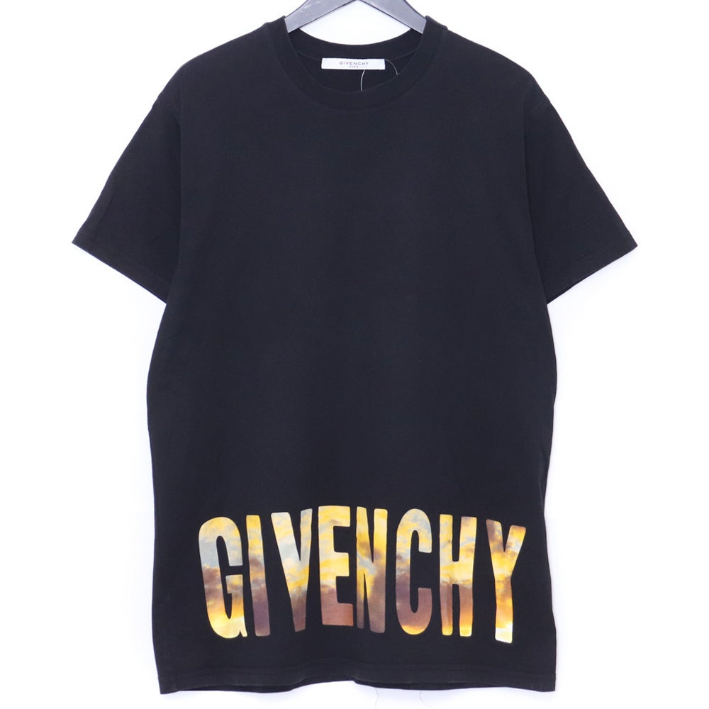 GIVENCHY Gold Logo Print T-Shirt Black Size XXS