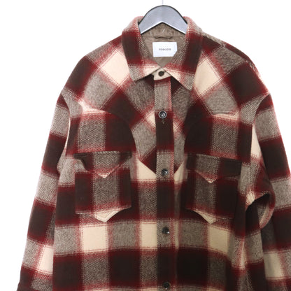 IROQUOIS Mule Flannel Check Coat Brown Size 2