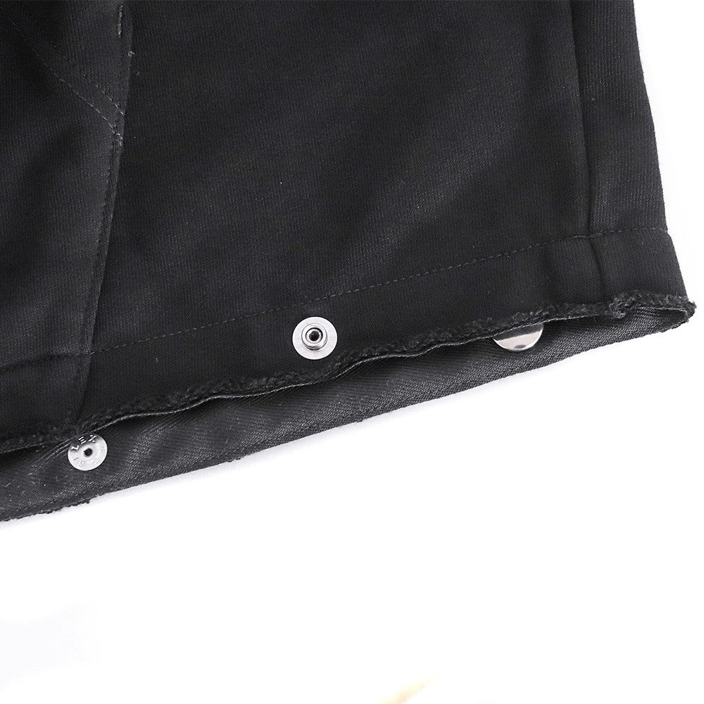 ALMOSTBLACK Button Adjust Pullover Hoodie Black Size 2