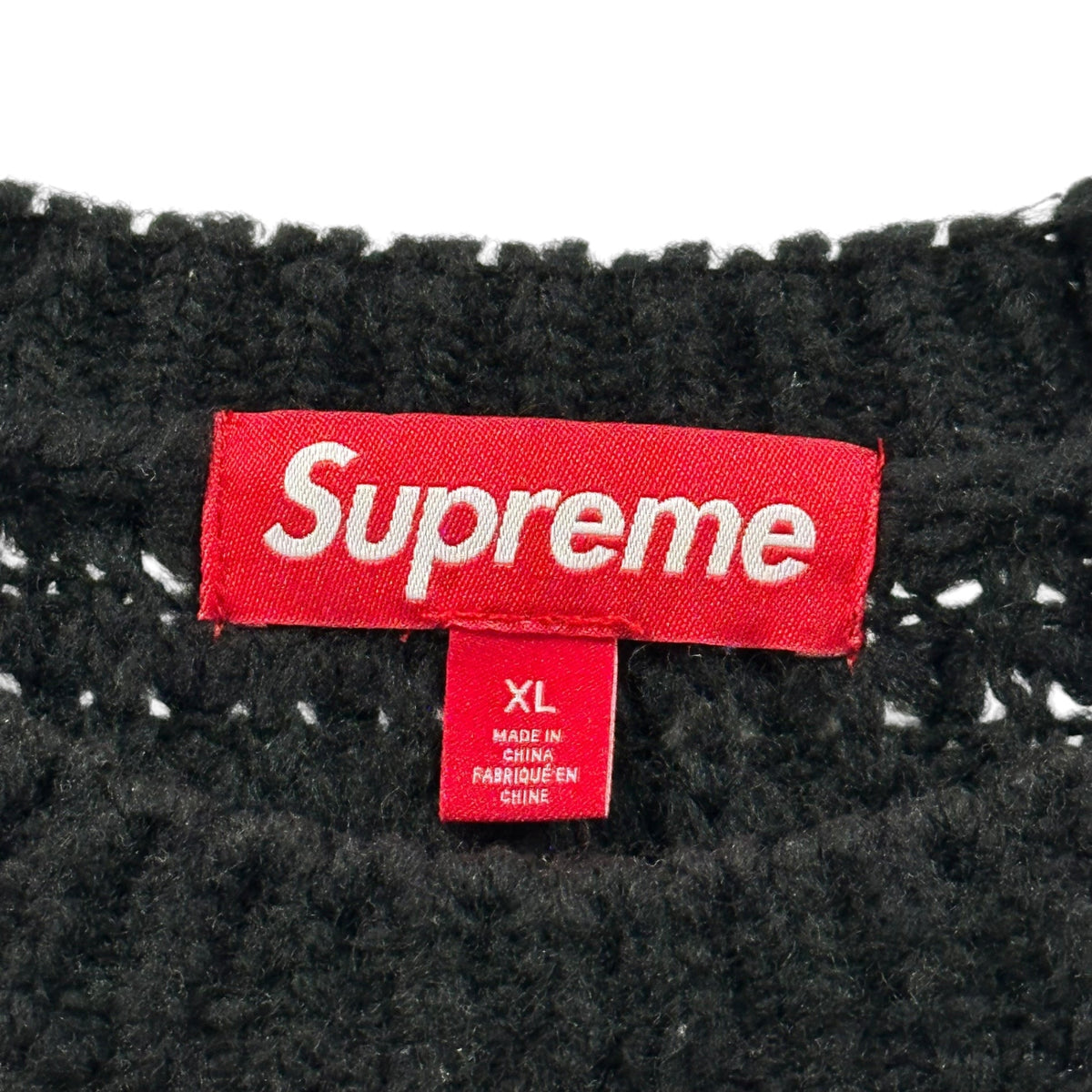 SUPREME 25AW Small Box Logo Waffle Sweater Black Size XL