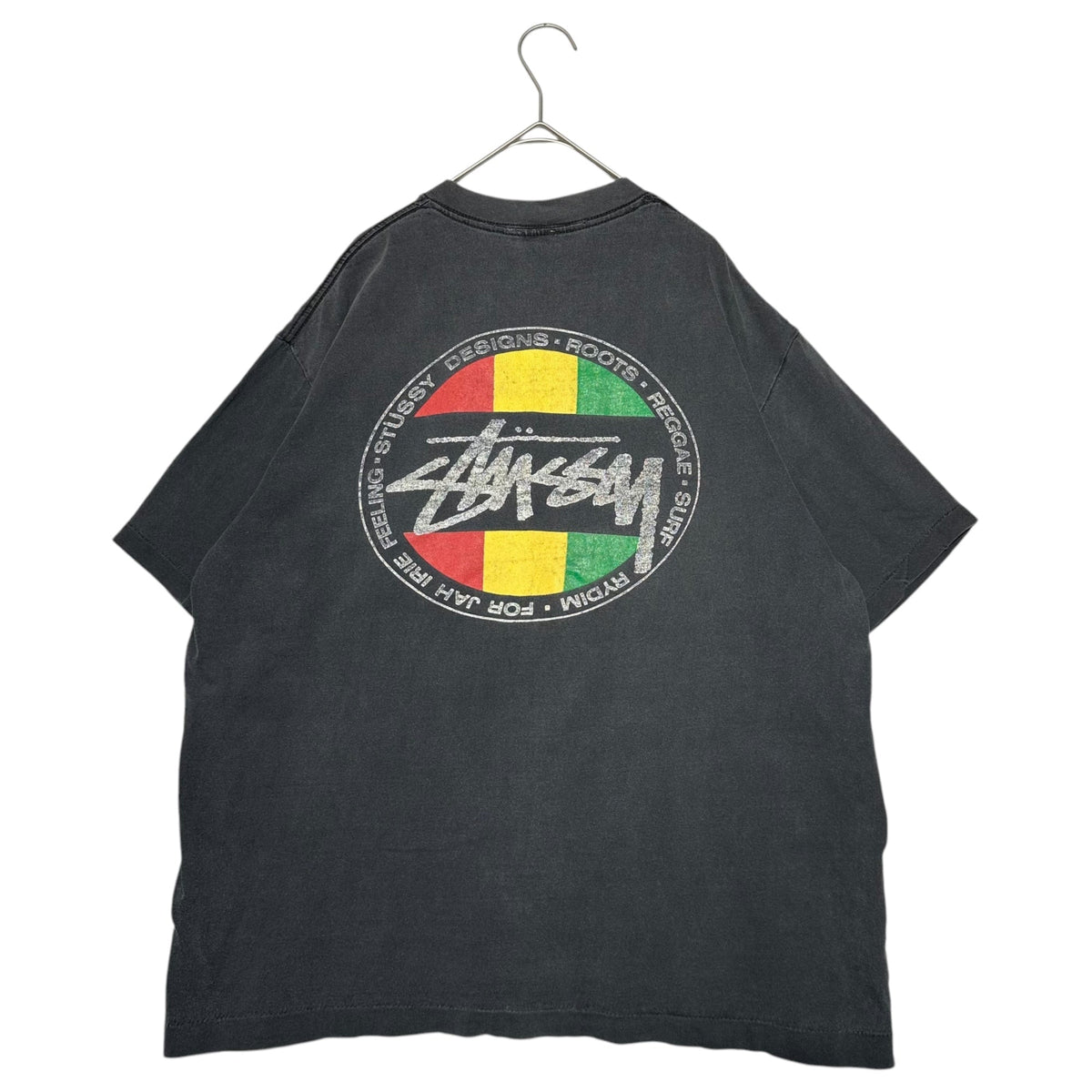 STUSSY 80's Vintage Circle Rasta Logo T-Shirt Black