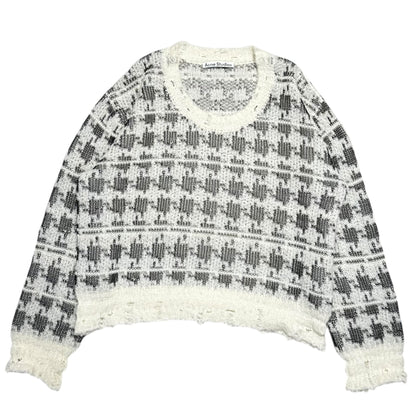 Acne Studios Destroyed Chidori Pattern Wool Knit Size S