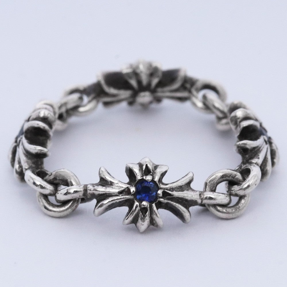 CHROME HEARTS TNY E CH PLS Sapphire Ring Silver Size JP 11