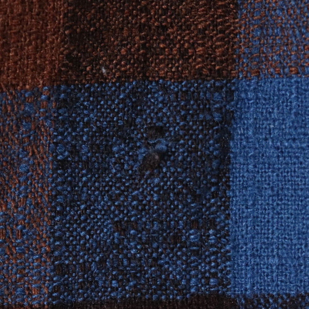 TENDERLOIN Wool Block Check Long Sleeve Button-Up Brown/Blue Size M