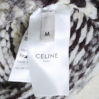 CELINE 21AW Baja Fair Isle Shetland Wool Hoodie Ivory Knit Size M