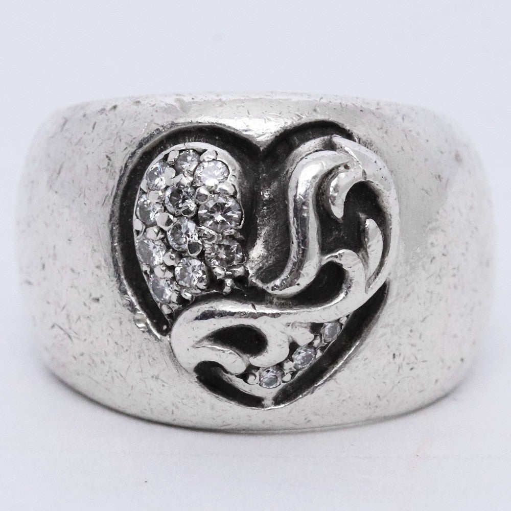 CHROME HEARTS Heart In Band Pave Diamond Ring Size JP 7