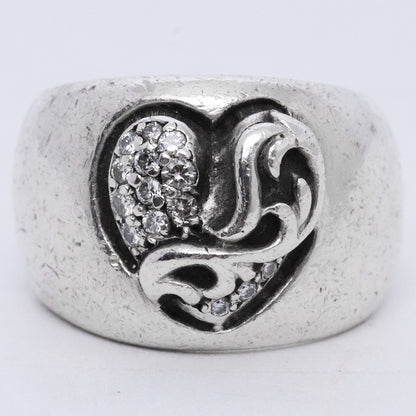 CHROME HEARTS Heart In Band Pave Diamond Ring Size JP 7