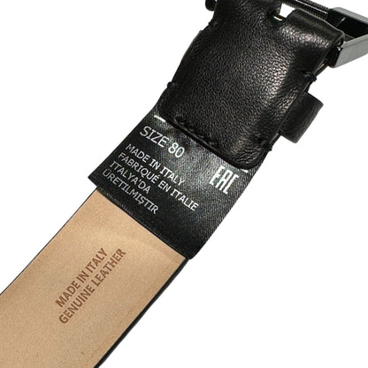MAISON MARGIELA Square-Buckle Leather Belt Black Size 80
