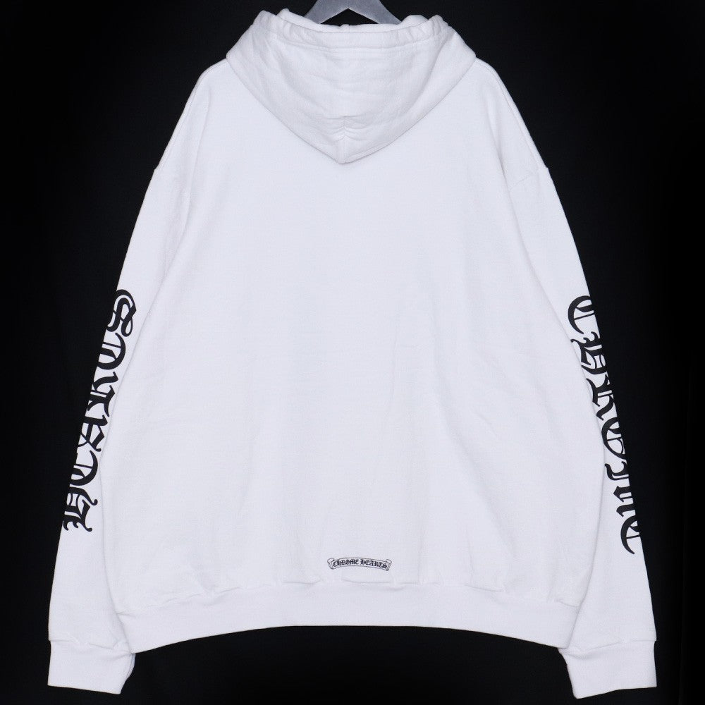 CHROME HEARTS Front Arm Logo Pullover Hoodie White Size XXL