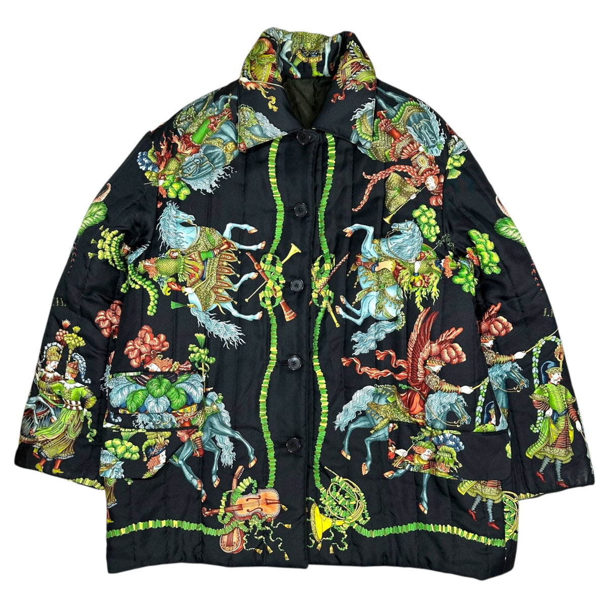 HERMES 90s Vintage "Les Fetes du Roi Silk Jacket Size 42