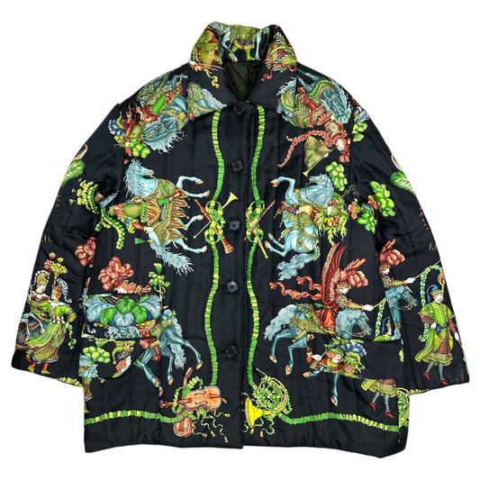 HERMES 90s Vintage "Les Fetes du Roi Silk Jacket Size 42