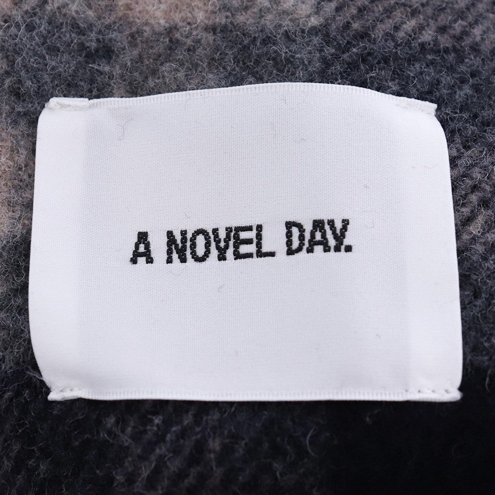 A NOVEL DAY Check Duffle Long Coat Navy Size 2