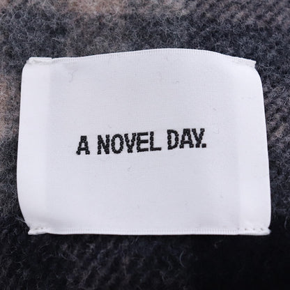 A NOVEL DAY Check Duffle Long Coat Navy Size 2