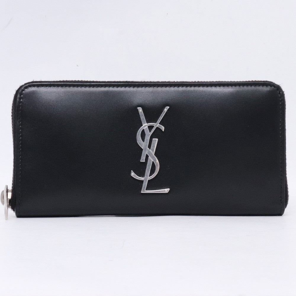 SAINT LAURENT Cassandra Zip Around Long Wallet Black Size F