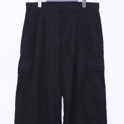 ALMOSTBLACK 25SS Black Woven Wide 6-Pocket Pants Size 2