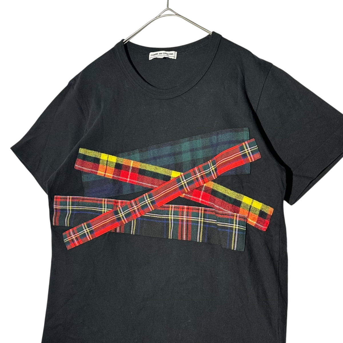 COMME des GARCONS 08AW Tartan Patchwork T-Shirt Black Size L