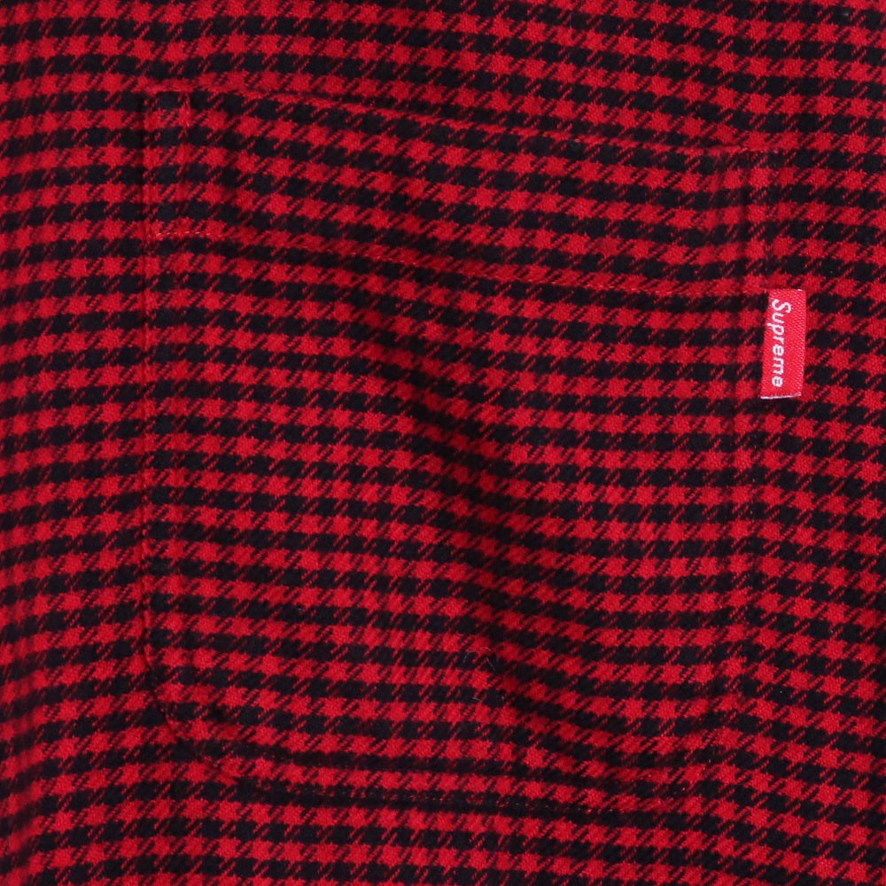 SUPREME Gingham Check Flannel Button-Up Shirt Red Size M
