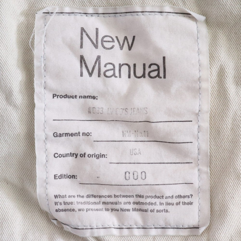 NEW MANUAL #033 LV 60s One-Washed Denim Jeans Size 31