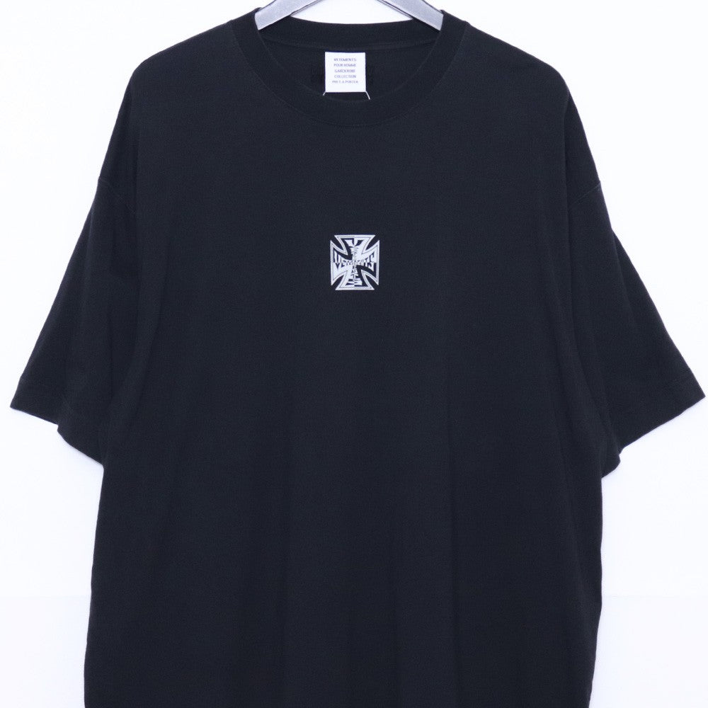 VETEMENTS 26SS Biker Cross Logo T-Shirt Black Size XS