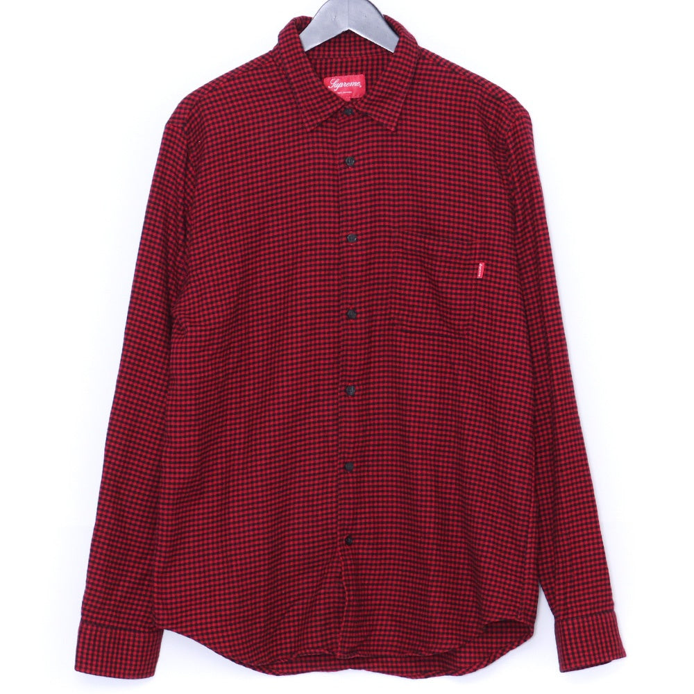 SUPREME Gingham Check Flannel Button-Up Shirt Red Size M