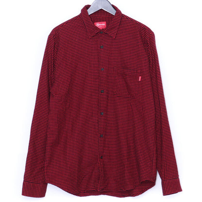 SUPREME Gingham Check Flannel Button-Up Shirt Red Size M