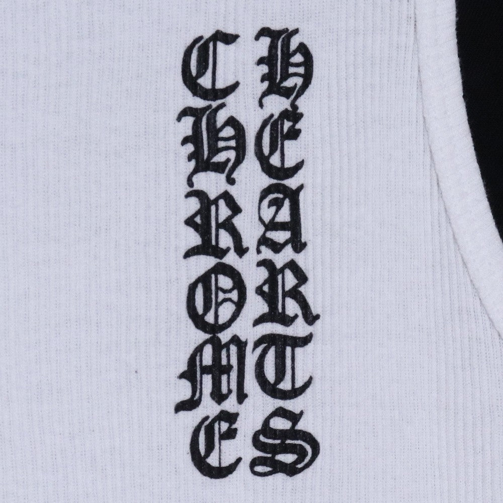 CHROME HEARTS Vertical Logo Rib Tank Top White Size S