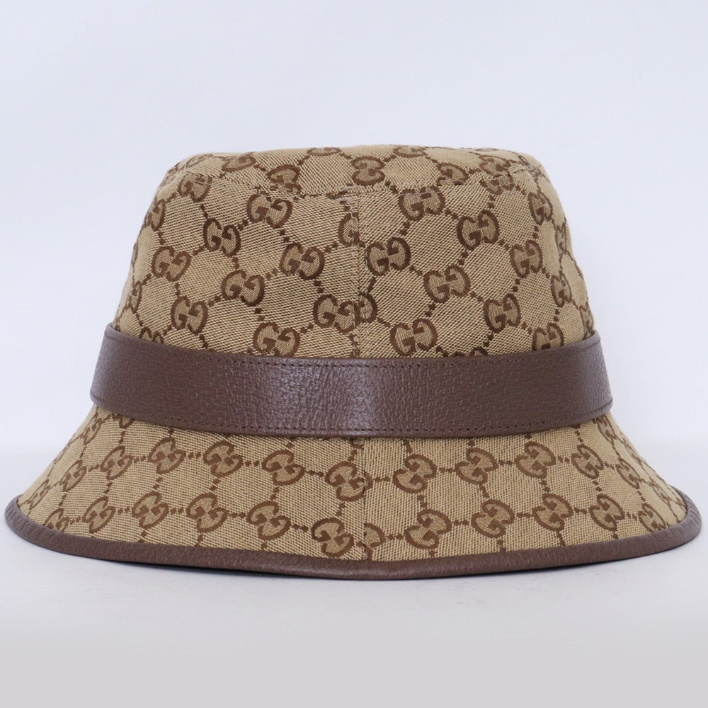 GUCCI GG Canvas Pattern Fedora Bucket Hat Beige Size M