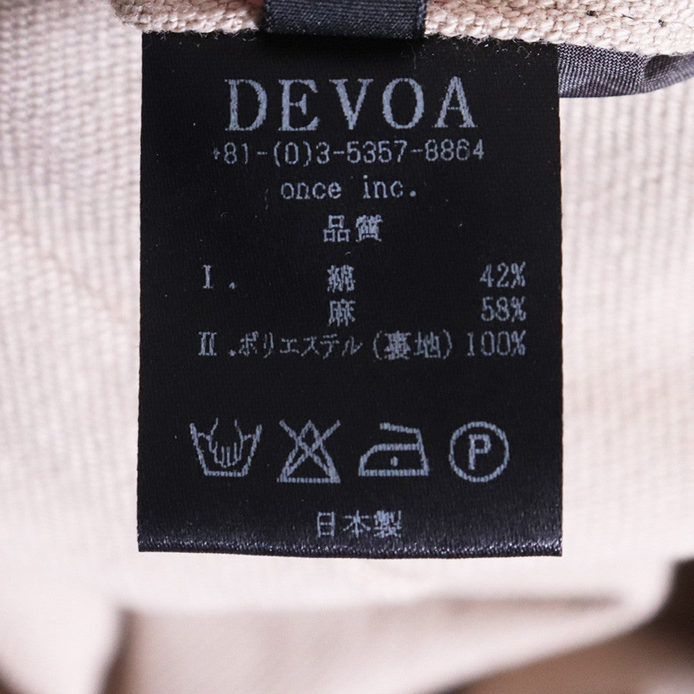 DEVOA 22AW Cotton Linen Cargo Pants Light Beige Size 2