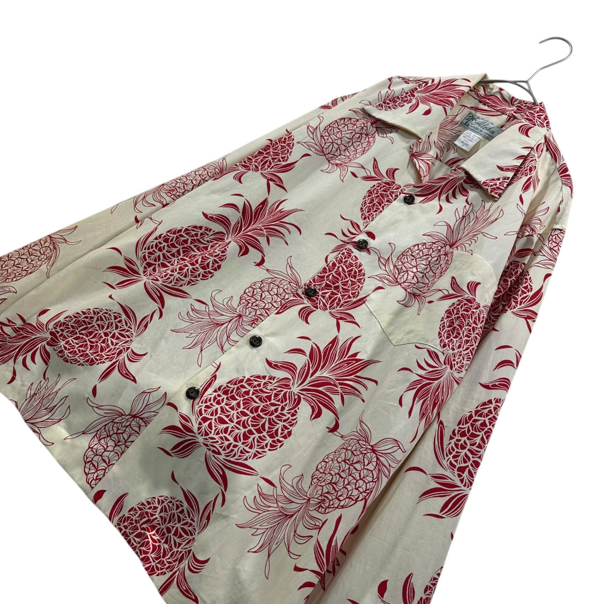 Aloha 70s-80s Vintage Pineapple-Print Hawaiian Shirt Size M